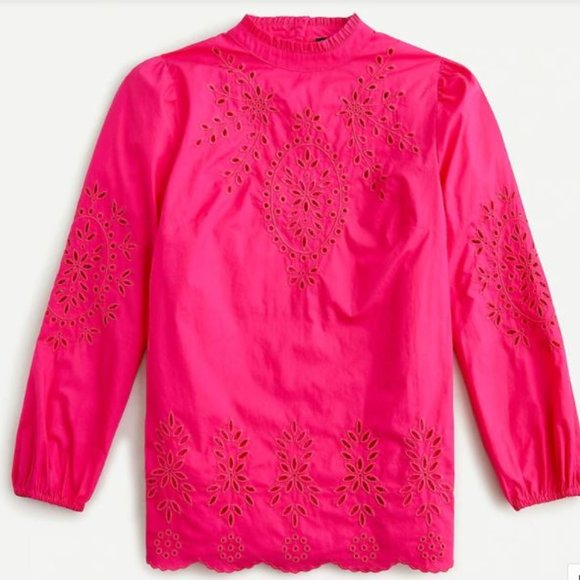 J. Crew Tops - J. Crew Cotton Poplin Top w/Embroidered Eyelet Detail NWT